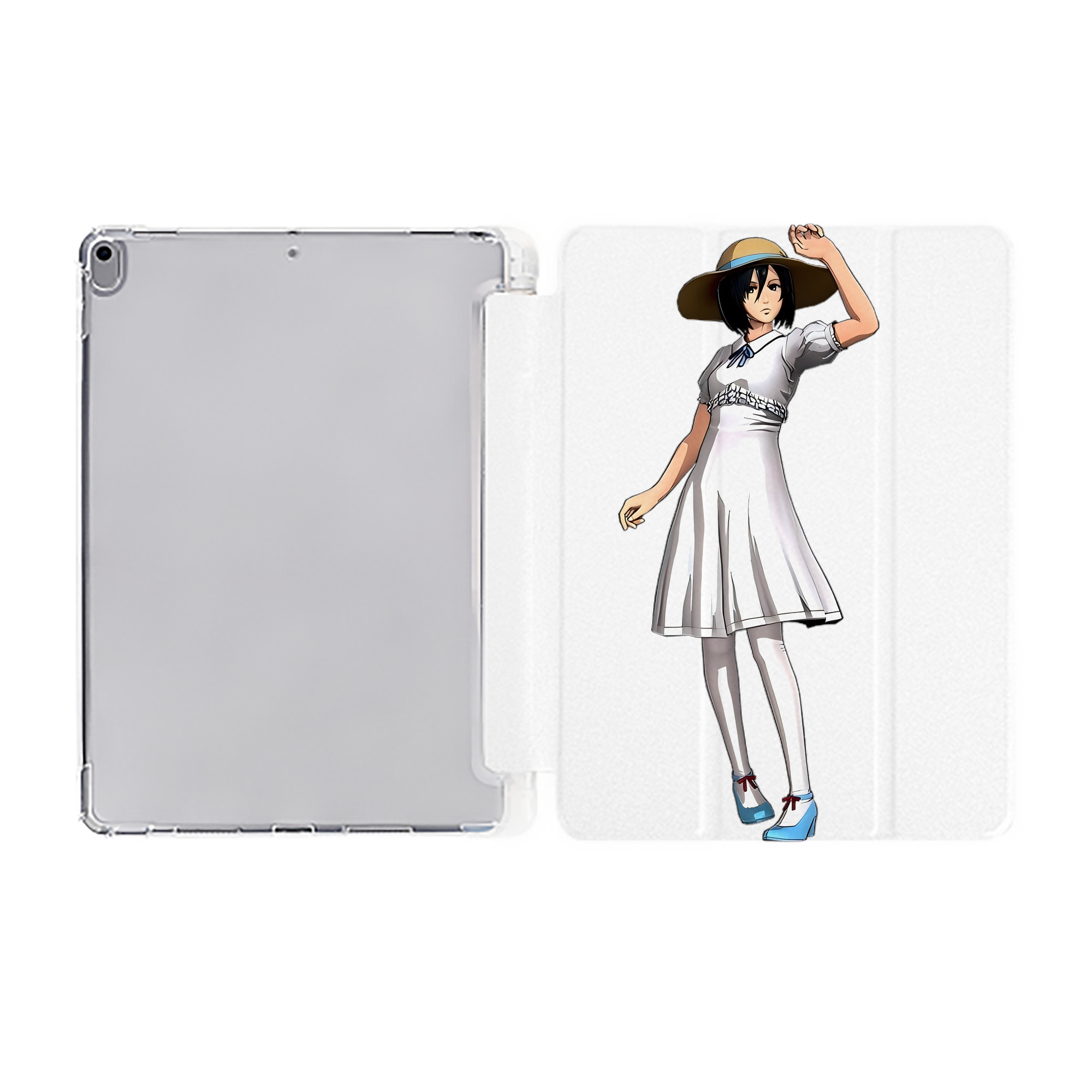 （画像用） 進撃の巨人 ミカサ·アッカーマン Attack on Titan Mikasa Ackerman IPad ケース ペン収納付き 三つ折りスタンド PUレザー×シリコン 対応機種9.5/10.5/10.9インチ
